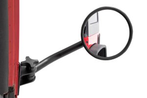 Jeep Wrangler Unlimited Trail Mirror - Front - Rough Country - Foldable Round - Black - '07-'18